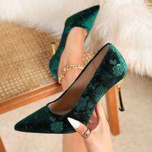 Women's Sexy High Heels Fashionable And Versatile Pointed Toe Stiletto Graffiti Shoes - 綠色 - 查看 8