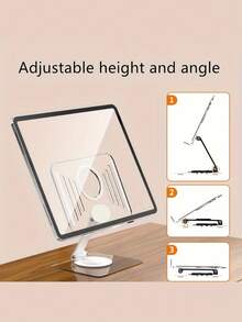 1个高透明亚克力平板电脑支架，多功能笔记本电脑桌面支架，360°旋转可折叠，可调节手机/阅读支架 - 彩色 - 查看 4