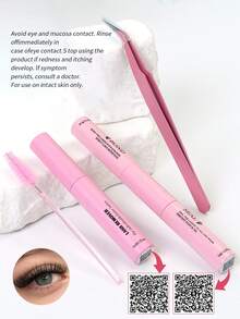 睫毛胶水及定型液、卸妆液、10毫升单根睫毛胶水及定型液、睫毛涂抹器、二合一簇状睫毛胶水及定型液、睫毛刷、簇状睫毛胶水、睫毛胶水、镊子、簇状睫毛胶水、睫毛胶水及定型液、睫毛胶水、簇状睫毛工具、睫毛嫁接工具、睫毛工具套装 - 粉色 - 查看 3