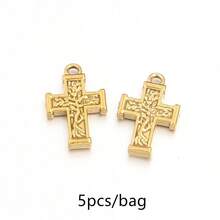 5pcs/Pack Stainless Steel Cross Pendant, Fashionable Personalized Necklace Bracelet Earring Jewelry Making Cross Pendant, Anti-Allergy Jewelry DIY Pendant Accessories - Pendant - View 19