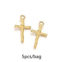 5pcs/Pack Stainless Steel Cross Pendant, Fashionable Personalized Necklace Bracelet Earring Jewelry Making Cross Pendant, Anti-Allergy Jewelry DIY Pendant Accessories - Pendant - View 11