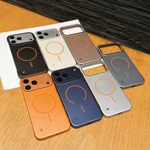 1pc Magnetic Spray Oil Creative Phone Protective Case With Built-In Dust Net, Compatible With IPhone 11 12 13 14 15 16 17 Series, Suitable As Gifts For Family, Friends, And Various Holidays - Orange - View 5