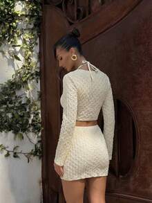 2026 New Beige Casual Minimalist Beach Vacation Style 4-Piece Bikini Swimsuit Set For Women - White - View 2