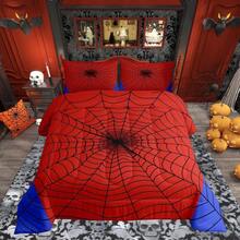 Castle Fairy 3pcs Happy Halloween  Comforter Set Queen/King Size Spider Web Animals Insect Rustic Bedding Set Suitable For Women Men Room Decor Spider Web Farmhouse  Comforter Red Black Bedding Set 2 Pillowcases - Đỏ - Xem 2