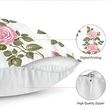 4件套复古粉色玫瑰印花抱枕套，45*45厘米 - 彩色 - 查看 4