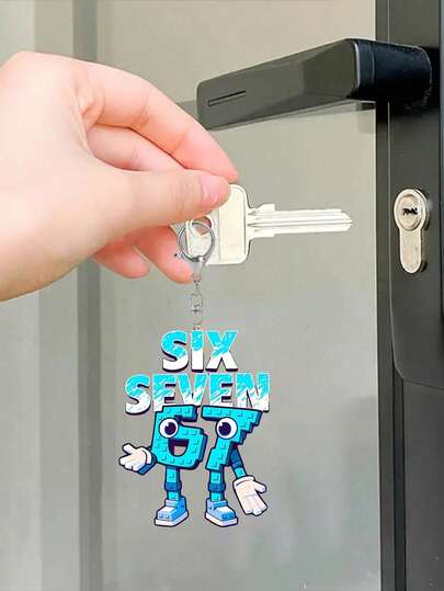 2d Flat, 1pc Blue 67 Six Seven Keychain - With A 67 Number Design With,Compatible With Backpacks, Keys, Wallets - Cute Style Keyring,Perfect For Bags & Car Keys, Perfect For Car Keys, Backpacks & Bags , Bag Pendant, No Batteries Needed, Valentine's, Functional Vehicle Accessory, Women's Wallets And Mobile Phone Accessories, Giving To Friends, Family,Girlfriends, Partyaccessories, Souvenirs,2d Flat