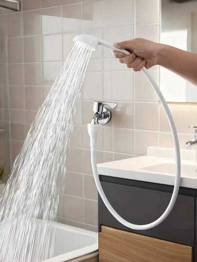 1pc 360° Portable Shower Head, Handheld Design, Extendable Faucet Connection, With Long Flexible Hose And Removable Showerhead, Ideal For Hair Washing, Pet Bathing And Sink Cleaning, For Shower Use Only.
