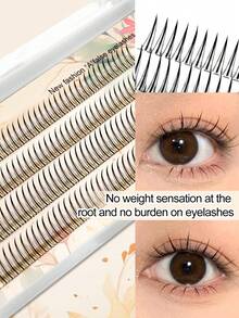 4 Rows/160 Clusters C Curl A Type False Eyelashes, Delicate Magnifying Eyes, Anime Lashes Natural & 3D, Suitable For Daily, Party, Makeup - 9mm-11mm - Black - View 6
