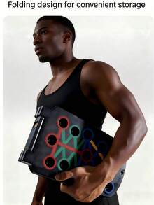 1 Set Multifunctional Pushup Board, Portable Foldable Fitness Equipment With Handles, Suitable For Chest, Abdomen, Arms And Back Exercises, Gym Accessories - Multicolor - View 3