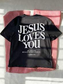 Áo thun nữ mùa hè mới, cổ tròn, tay ngắn, kiểu dáng tối giản, in khẩu hiệu, đa năng cho mặc hàng ngày. Áo thun in hình, có màu trắng, đen, hồng, thích hợp cho kỳ nghỉ. - màu đen - Xem 7