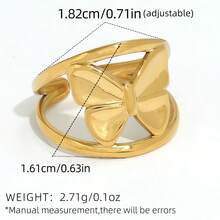 Uself 3 pezzi/1 pezzo Anelli in acciaio inossidabile con design a farfalla, placcati in oro 18K, gioielli di alta qualità e impermeabili, adatti per uso quotidiano, vacanze, spiaggia e altre occasioni, gioielleria occidentale, gioielli da donna, marchio per donne, anelli da donna - Multicolore - Visualizzare 8