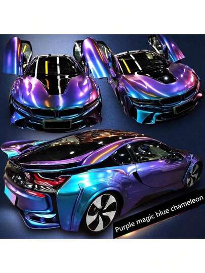 Folia do owijania samochodów Chameleon, matowe wykończenie, galwaniczna naklejka na motocykl w kolorze fioletowo-brązowym, zmieniająca kolor – bez śladów! Nadaje się do owijania samochodów, motocykli, rowerów i innych akcesoriów samochodowych.