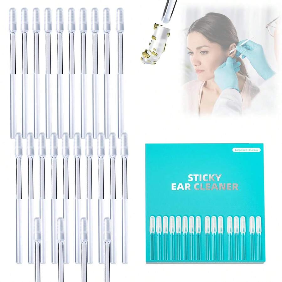 Earwax Cleaning Swabs, 24 Sachets, Reusable Sticky Soft-Tipped Earwax Removal Tool, Ear Cleaning Tool, Ear Scraper. - White - View 1