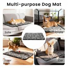 EDIMENS Large Dog Mat, Machine Washable & Anti-Slip Fluffy Crate Pad, Reversible Pet Mattress For Medium Large XL Dogs, Soft Kennel Pad Indoor Portable - Black - View 8