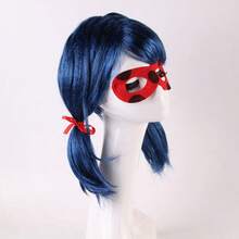 Ladybug Girl Blue Double Ponytail Anime Cosplay Wig Headdress Chemical Fiber Synthetic Dress Up Headgear Suitable For Girls Halloween Theme Party - Multicolor - View 2