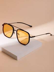 新款经典复古双鼻梁飞行员眼镜，男女皆宜，简约百搭，高端朋克风，适合节日派对、街头拍摄、T台走秀等各种场合。 - 彩色 - 查看 15