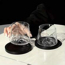 1只/2只装水晶玻璃威士忌酒杯，日式风格烈酒杯，采用优质高透明度水晶玻璃制成，灵感源自冰山，提供2只装或4只装套装，适合单人品鉴或多人聚会。晶莹剔透的杯身如同半透明的翡翠般闪耀，杯底则饰有精美的3D雕刻。 - 彩色 - 查看 11