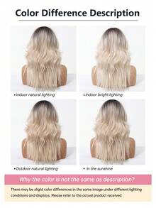 20" Ombre Golden Wavy Bobbed Wig, Women - Chin Length, Middle Part, Heat Resistant Synthetic Fiber, Natural Look, Golden Wig, Dopamine Style, Essential For Festivals & Makeup, Beginner-Friendly, High Quality, Women's Wig, Versatile Use For Daily, Party, Cosplay, Festivals, Music Festivals, Elegant & Fashionable, Must-Have Fashion Item - Blonde Ombre - View 10