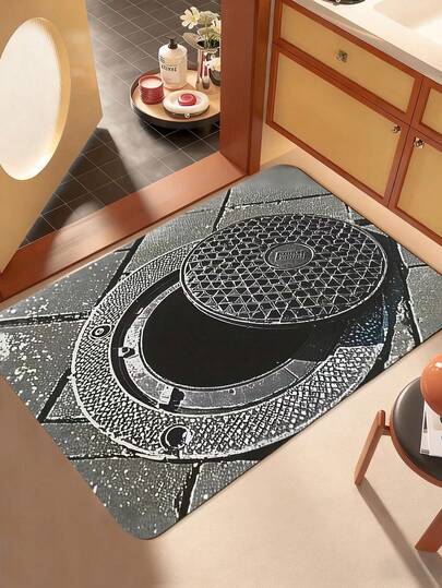 1pc/2pcs Trap Design Tunnel Flat Print Silicone Mud Doormat, Rectangular Design, Non-Slip Doormat For Home Entrance, Washable High-Definition Print Doormat, Suitable For Entryway, Hallway, Bathroom, Bedroom, Living Room, Dining Room, Indoor Non-Slip Mat, Camping, Picnic, Yoga, Holiday Decor