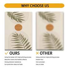 3件套波西米亚热带风情帆布墙画 – 抽象树叶与几何图案，现代风格，适用于客厅、卧室和办公室，可选配画框 - 彩色 - 查看 5