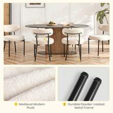 OLIXIS Dining Chairs Set Of 2, Mid Century Modern Chair Round Upholstered Curved Backrest, Kitchen Vanity Living Room Chairs With Black Metal Legs, Green - 白色 - 查看 3