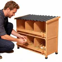 All Weather Wooden Chicken Nesting Boxes With Entry Roost And Privacy Back Panel,6 Holds - B - Xem 7