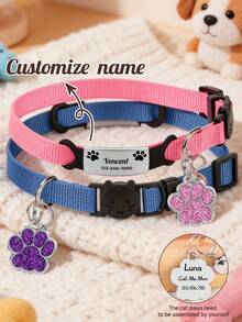 Ayotu Personalized Paw Print Cat Collar - Features A Built-In Stainless Steel Nameplate, Adjustable And Detachable Safety Buckle, Suitable For Small, Medium And Large Cats And Dogs - Multicolor - View 7