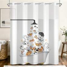 NAEMBCU No Hook Shower Curtain And Snap In Liner Set, Black And White Ink Wash Bamboo Print Shower Curtains For Zen Minimalist Japandi Spa Bathroom, Waterproof Bath Curtain With Mesh Top, 71x74 Inch - A - Xem 8