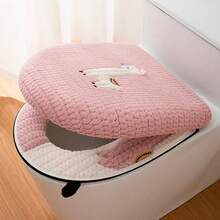 2pcs Thickened Toilet Seat Cushion Set - Warm Toilet Seat Cover And Lid For Home Use, Suitable For Autumn/Winter - Multicolor - View 3