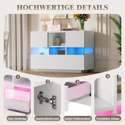 White Minimalist Living Room Cabinet, Double Level: Floating Top, Floor-Standing Bottom. Ample Storage Options, Dustproof And Highly Durable. Creates A Sense Of Spaciousness And A More Elegant Ambiance.