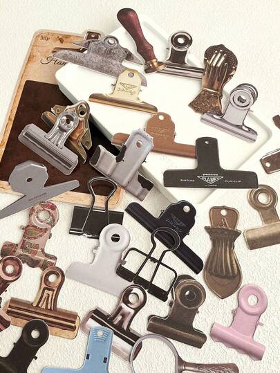 30 Stücke/Packung Handgefertigte Workshop-Serie Schreibwaren-Büroklammern, Scrapbooking-Hartkarten, Cut-Out