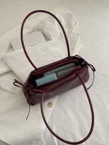 Versatile & Practical Bow Decor Shoulder Bag, Elegant & Letter Decor Underarm Bag For Women, Suitable For Shopping, Wallet, Purse, Young Ladies, College Students, Newlyweds And Office Workers. Ideal For Office, University, Work, Business, Commuting, Outdoor Activities, Travel And Outings. - Red - View 11