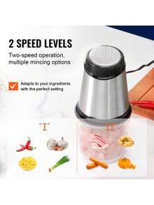 Procesador de alimentos, picadora de carne eléctrica con cuchillas de acero inoxidable de 4 aspas, recipiente de vidrio de 2,5 tazas, picadora eléctrica de 400 W, 2 velocidades para comida de bebé, carne, cebolla y verduras. - Tipo de Enchufe A USA (110-127V) - Ver 4