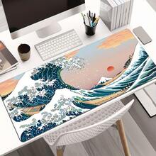 XXL Size Black & White Wavy Pattern Gaming Mouse Pad, Non-Slip Rubber Base, Washable Surface, Soft & Stylish Rectangular Desk Mat Suitable For Computer, Laptop And Office/Gaming Environment, Artistic Wavy Design Mousepad Study Table Mouse Pad For Desk Desk Decor - Multicolor - View 15