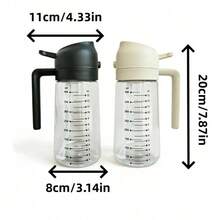 1个400毫升塑料二合一喷油瓶，多功能倾斜喷油器，带刻度，压力式防漏设计，硅胶密封圈防止油溅，适用于橄榄油、食用油、酱油、醋等，厨房烹饪、烘焙、烧烤必备工具，不可放入洗碗机清洗（冬季低温可能会影响喷油效果）。 - 彩色 - 查看 4