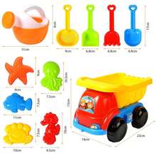 Juego de arena para niños de 11 piezas, juguete para excavar arena de playa al aire jugar con agua, carrito de cuatro ruedas y pala de arena (juego de playa de 11 piezas con carrito de cuatro ruedas) - Naranja - Ver 5