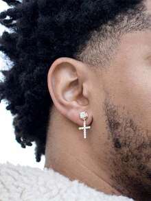 1 Pair Fashionable Cross Shaped Earrings, Suitable For Daily Wear By Men And Women - Cross - View 1