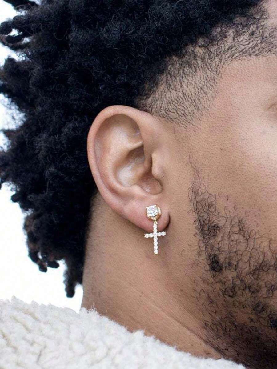 1 Pair Fashionable Cross Shaped Earrings, Suitable For Daily Wear By Men And Women - Cross - View 1