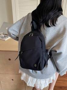 Mochila à prova d'água com Patchwork Colorblock - Presente Perfeito para Estudantes/Professores (Unissex, Todas as Estações) | Mochila Fashionable Patchwork Multicolorida - Mochila Multiuso à Prova d'Água para Estudantes/Presente | Opção de Presente para Férias (Unissex, Todas as Estações) - Multicolorido - Visão 3