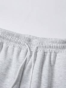 Men's Casual Solid Color Multi-Pocket Cargo Pants With Elastic Drawstring Waist Sports Fall - Light Grey - View 4
