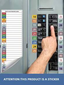 1 Set Circuit Breaker Label Stickers - Includes A Set Of Writable Electrical Panel, Distribution Box And Electrical Enclosure Label Stickers For Easy Identification; Practical Sticker Collection - Multicolor - View 2