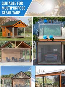 1pc Transparent Waterproof Tarpaulin With Cable Loops, Clear Waterproof Tarpaulin Cover Film, High Definition Visibility [Waterproof Tarpaulin] - Transparent - View 7