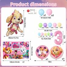 Paw Patrol 官方授权粉色系列木瓜数码乳胶铝制拱形气球，生日派对装饰，0-9岁快乐气球套装，完美生日礼物，性别揭晓派对墙面装饰，母亲节气球套装，毕业婚礼纪念气球套装 - 彩色 - 查看 5
