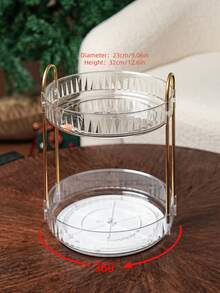 Bộ 1 khay tròn hai lớp bằng acrylic, không vỡ, xoay 360°, dùng để đựng đồ ăn nhẹ/trái cây/bánh ngọt, khay đựng đồ trang điểm, thích hợp để đựng gia vị trong bếp, mỹ phẩm trong phòng tắm, hoặc để trên bàn phòng khách. - Nhiều màu - Xem 9
