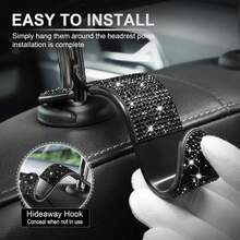2个创意后座靠背挂钩，镶嵌钻石，隐藏式汽车安装挂钩 - 鑲鑽 - 查看 2