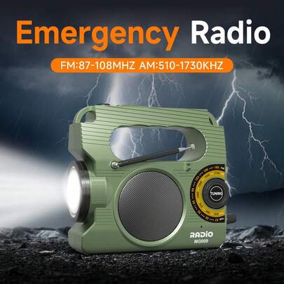 Emergency Hand Crank Radio, Weather Radio With Antenna, SOS Alarm And Reading Lamp, Flashlight, Weather Alert, Solar Powered, Ideal For Home, Gift, Survival Gear