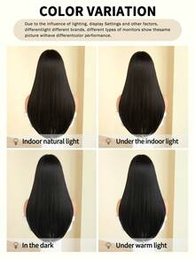 NICKY WALL 24 Inch Layered Long Straight Wig With Bangs, High Density Fluffy Heat-Resistant Synthetic Fiber, Suitable For Daily Wear And Holiday Parties - Black - View 7