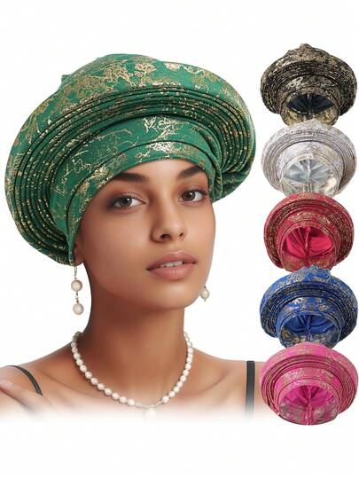 1pc Metallic Foil Party Polyester Headband, Suitable For Weddings And All Seasons