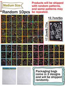 10pcs Wooden Scratch Art Set, Reveal Hidden Colorful Patterns, Suitable For Coloring And Doodling, Provides Endless Creative Drawing Fun, Ideal Gift For Holidays - Multicolor - View 12