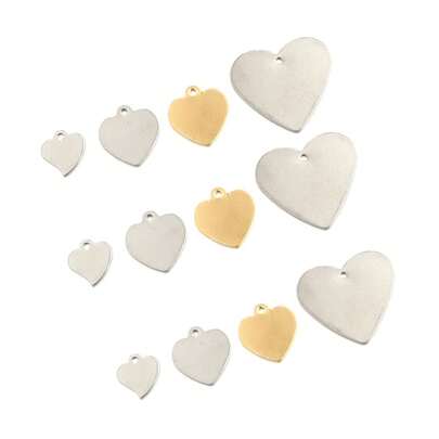 10pcs/Pack Stainless Steel Heart Shaped Pendant, Fashion Bracelet Necklace Earring Charm, Hypoallergenic Jewelry Making DIY Pendant